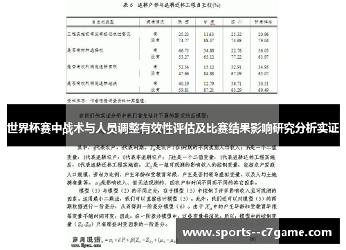 世界杯赛中战术与人员调整有效性评估及比赛结果影响研究分析实证